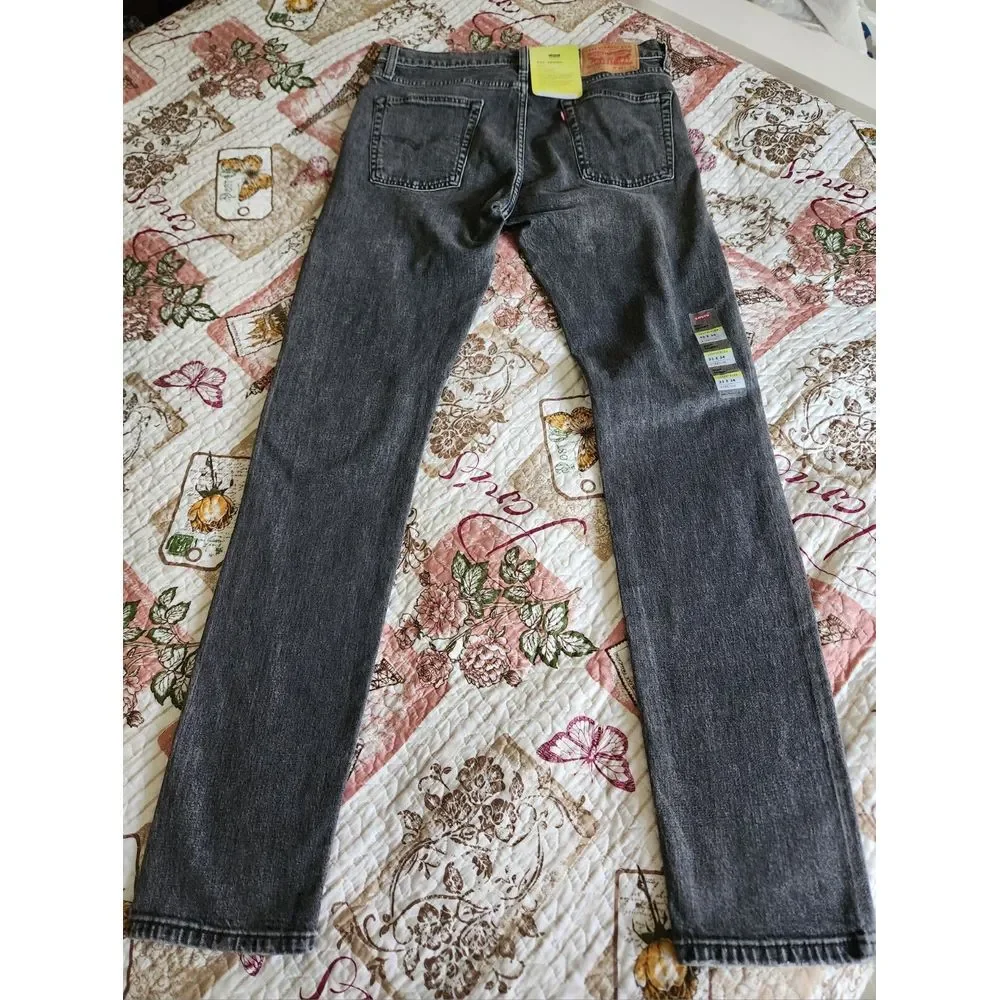 Levi's 510 Skinny Jeans Pants Mens Denim Stretch Black‎ Wash original Size 33×34